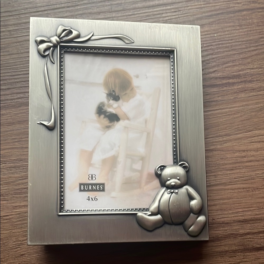 Burnes of Boston Pewter Front Baby Photo Album teddy Bear Size 4X6